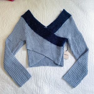 NWT Revolve superdown LANAH WRAP SWEATER in Blue Multi size XS